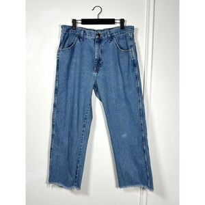 Vintage converted Boyfriend denim rustler 33x24 cropped frayed cotton womens